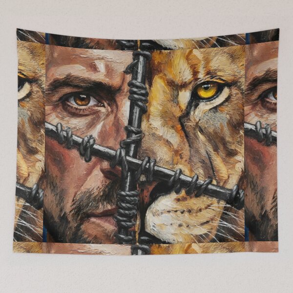 Item preview, Half Man, Half Tiger Face Takes on the Challenge designed and sold by jotcar.