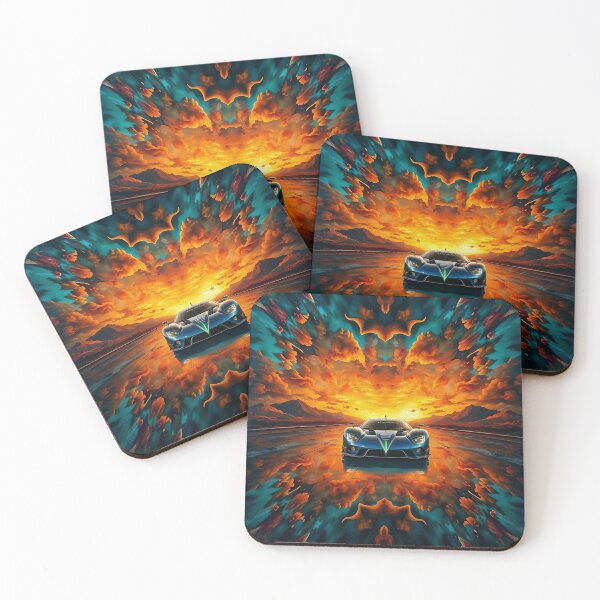 Item preview, Blue Sports Car at Sunset Psychedelic Pattern: for home decor, clothes and accessories  designed and sold by TheGaliyaStudio.