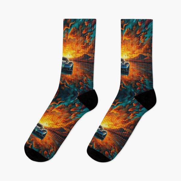 Item preview, Blue Sports Car at Sunset Psychedelic Pattern: for home decor, clothes and accessories  designed and sold by TheGaliyaStudio.