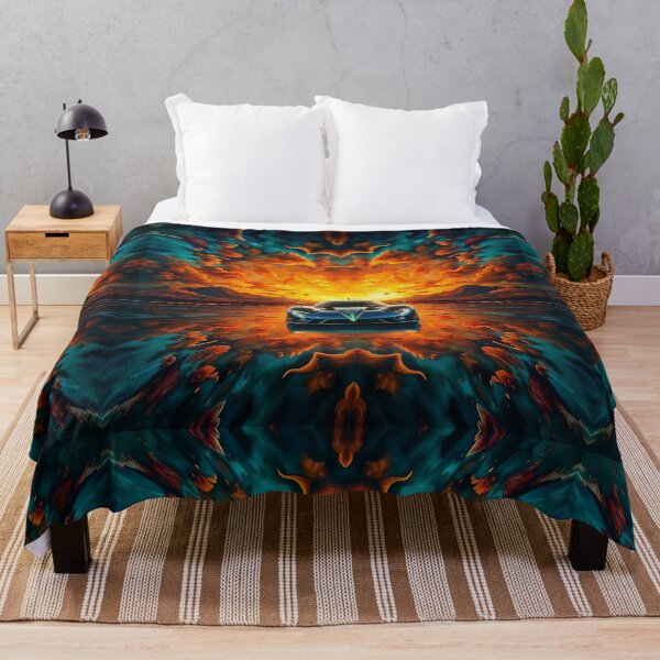 Item preview, Blue Sports Car at Sunset Psychedelic Pattern: for home decor, clothes and accessories designed and sold by TheGaliyaStudio.
