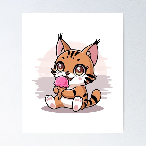 Item preview, lynx eating ice cream designed and sold by Eternalski.