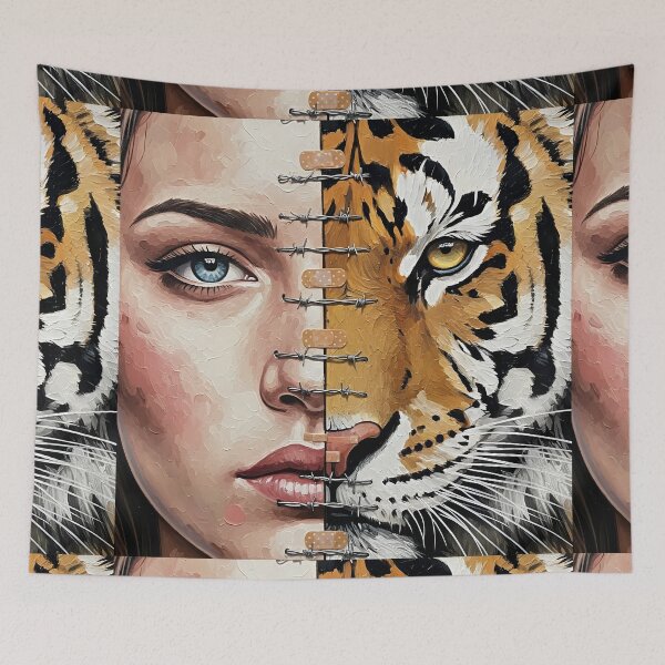 Item preview, half woman face and other half is tiger its power of love designed and sold by jotcar.