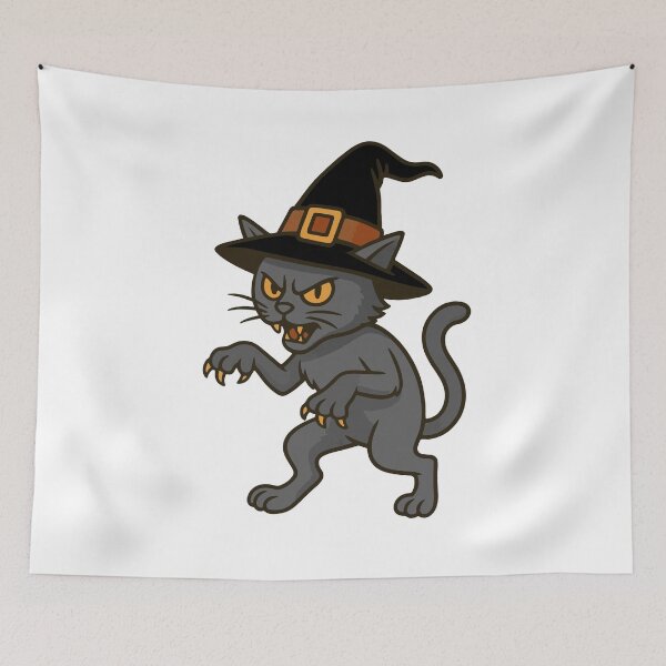 Item preview, Dibujo de gato bruja aterrador - Ilustración de Halloween designed and sold by DKunic.