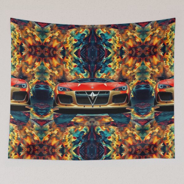 Item preview, Psychedelic Swirls Pattern with Red Car: for home decor, clothes and accessories  designed and sold by TheGaliyaStudio.