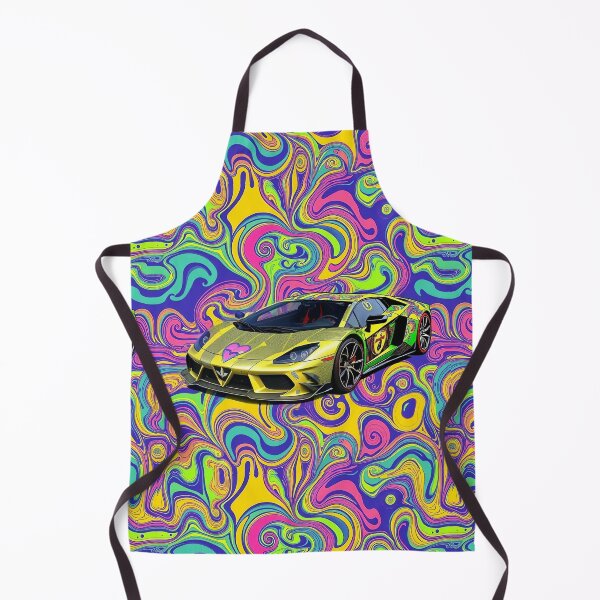 Item preview, Psychedelic Car Pattern with Yellow Supercar: for home decor, clothes and accessories designed and sold by TheGaliyaStudio.