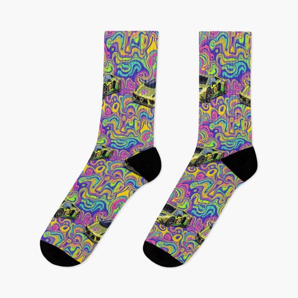 Item preview, Psychedelic Car Pattern with Yellow Supercar: for home decor, clothes and accessories  designed and sold by TheGaliyaStudio.