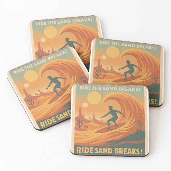Item preview, Sirocco IX – Retro Sci‑Fi Surf Travel Poster – Vintage Distressed Desert Planet Sand Surfing designed and sold by Trendiihub.