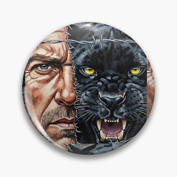 Item preview, Half a man's face and the other half is a jaguar whose strength is love and challenge designed and sold by jotcar.