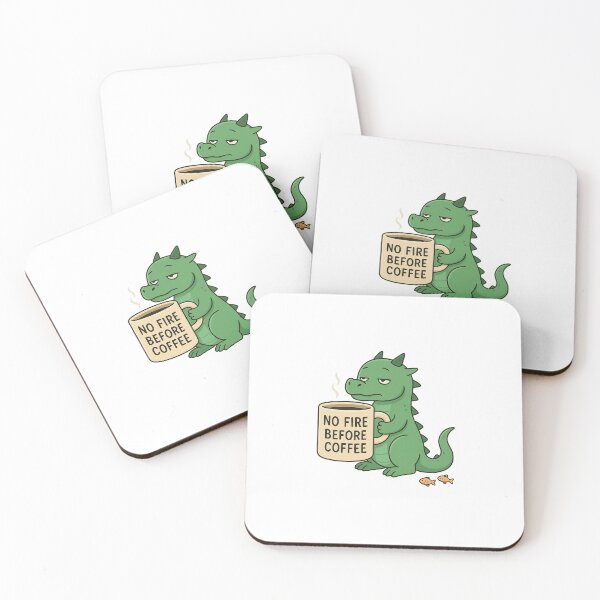 Item preview, Cartoon Dragon Drinking Coffee – Cozy Fantasy Art designed and sold by Aucia.