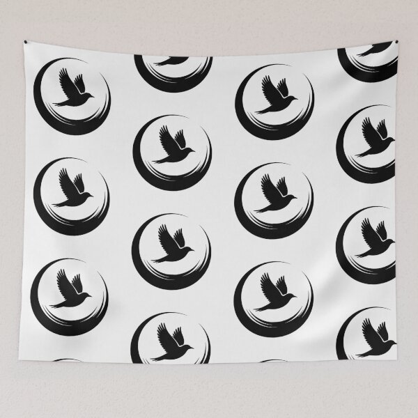 Item preview, Minimalist Bird in Circle Silhouette Design Black and White black tees designed and sold by HAFIZ-DP.