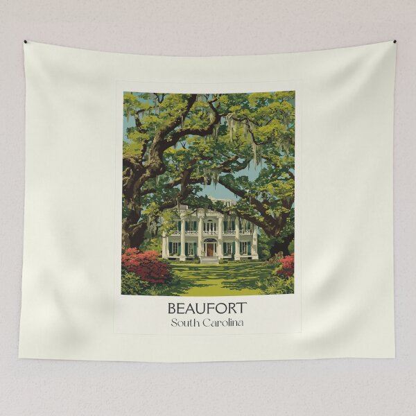 Item preview, Beaufort South Carolina Vintage Travel Art | Lowcountry Antebellum Home designed and sold by TuncGK.