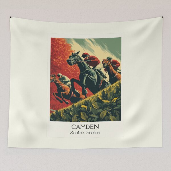 Item preview, Camden South Carolina Vintage Travel Art | Steeplechase Horse Racing Design designed and sold by TuncGK.