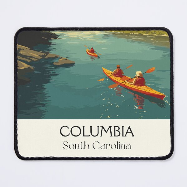 Item preview, Columbia South Carolina Vintage Travel Art | River Kayaking & City Skyline designed and sold by TuncGK.