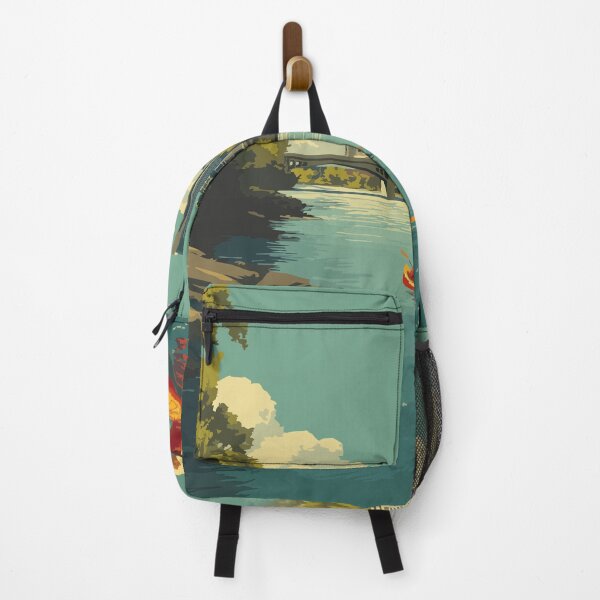 Item preview, Columbia South Carolina Vintage Travel Art | River Kayaking & City Skyline designed and sold by TuncGK.