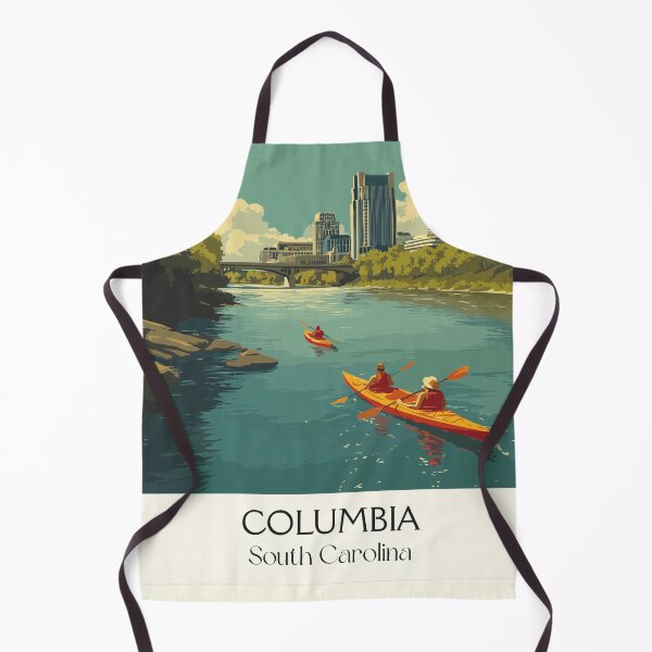 Item preview, Columbia South Carolina Vintage Travel Art | River Kayaking & City Skyline designed and sold by TuncGK.