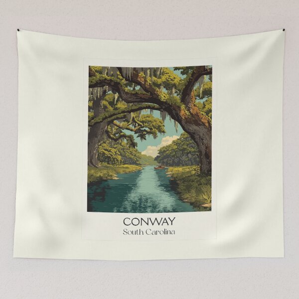 Item preview, Conway South Carolina Retro Travel Art | Waccamaw River Town Design designed and sold by TuncGK.