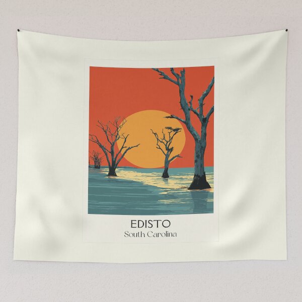 Item preview, Edisto Island South Carolina Retro Travel Art | Boneyard Beach Sunset designed and sold by TuncGK.