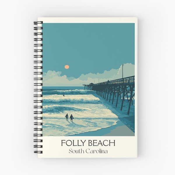 Item preview, Folly Beach South Carolina Retro Travel Art | "Edge of America" Pier Scene designed and sold by TuncGK.