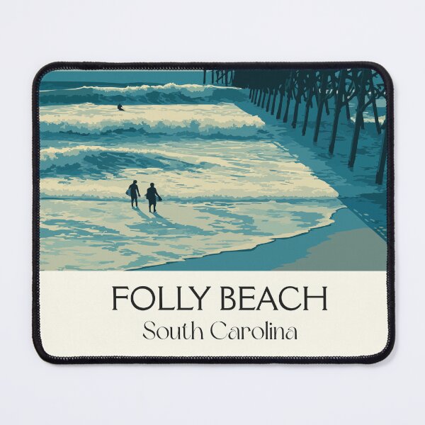 Item preview, Folly Beach South Carolina Retro Travel Art | "Edge of America" Pier Scene designed and sold by TuncGK.