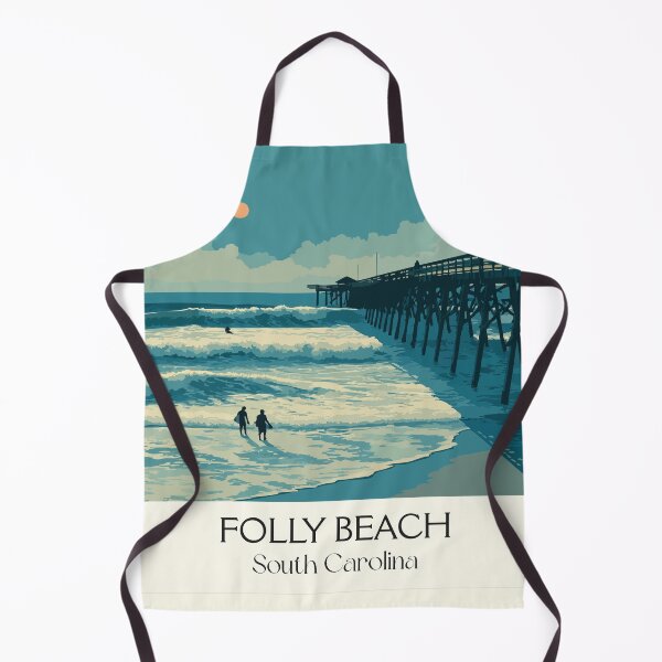 Item preview, Folly Beach South Carolina Retro Travel Art | "Edge of America" Pier Scene designed and sold by TuncGK.