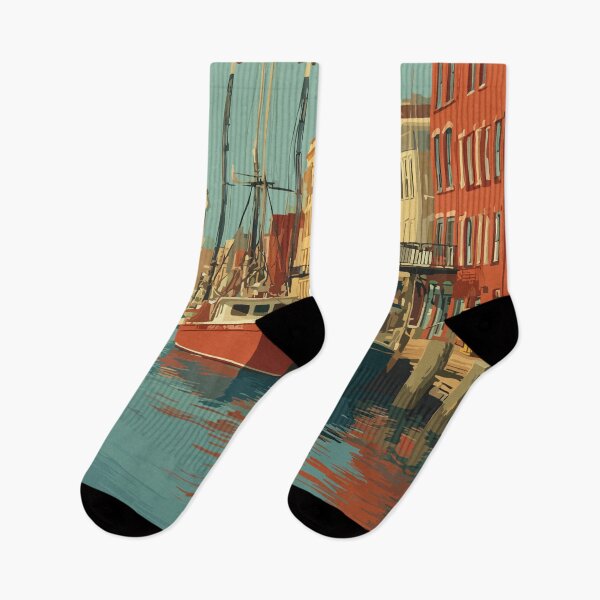 Item preview, Georgetown South Carolina Vintage Travel Art | Historic Seaport Harbor Design designed and sold by TuncGK.