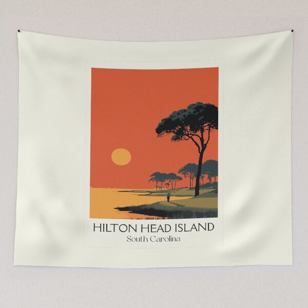 Item preview, Hilton Head Island South Carolina Vintage Art | Lowcountry Sunset Design designed and sold by TuncGK.