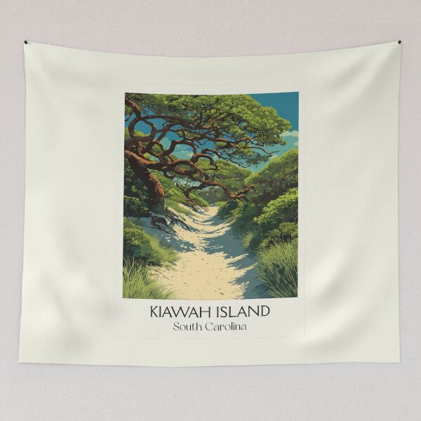 Item preview, Kiawah Island South Carolina Retro Art | Maritime Forest & Beach Path designed and sold by TuncGK.