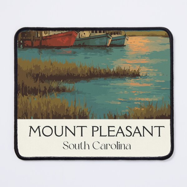 Item preview, Mount Pleasant South Carolina Vintage Art | Shem Creek Shrimp Boats designed and sold by TuncGK.