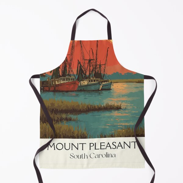 Item preview, Mount Pleasant South Carolina Vintage Art | Shem Creek Shrimp Boats designed and sold by TuncGK.