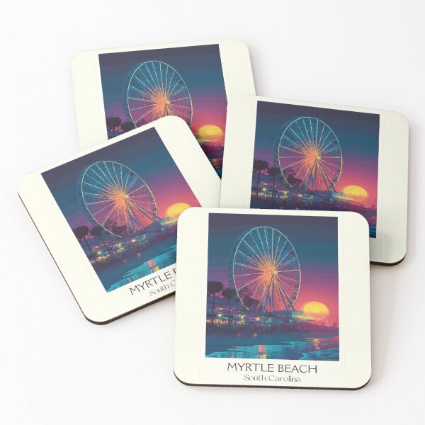 Item preview, Myrtle Beach South Carolina Retro Art | Grand Strand Ferris Wheel Sunset designed and sold by TuncGK.