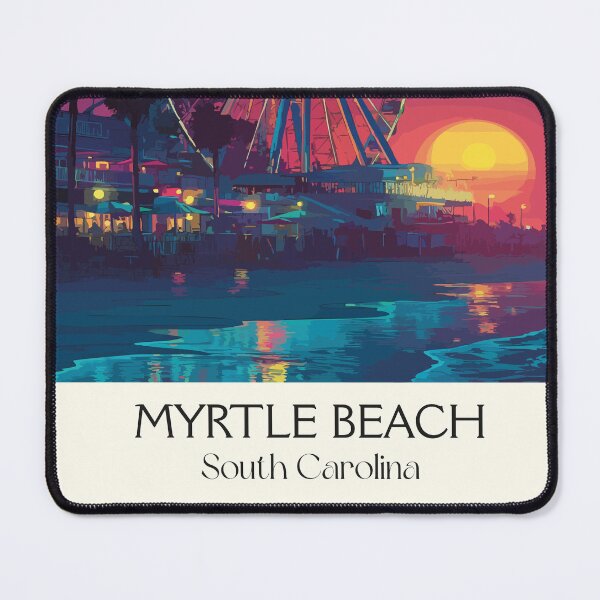 Item preview, Myrtle Beach South Carolina Retro Art | Grand Strand Ferris Wheel Sunset designed and sold by TuncGK.