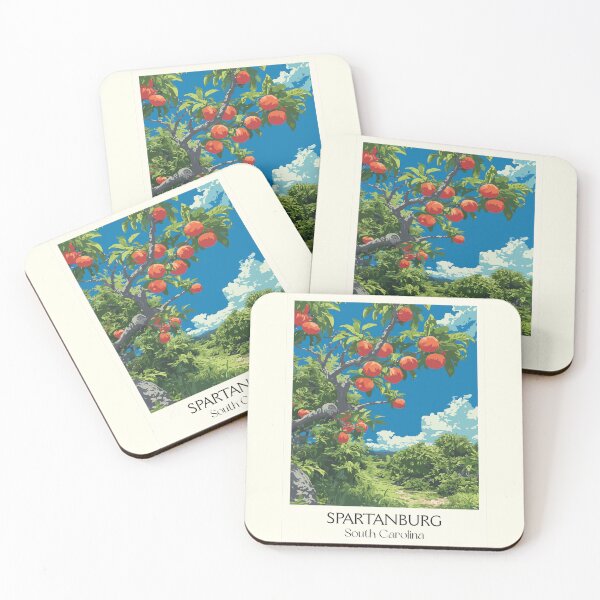 Item preview, Spartanburg South Carolina Vintage Art | Hub City Peach Orchard Design designed and sold by TuncGK.