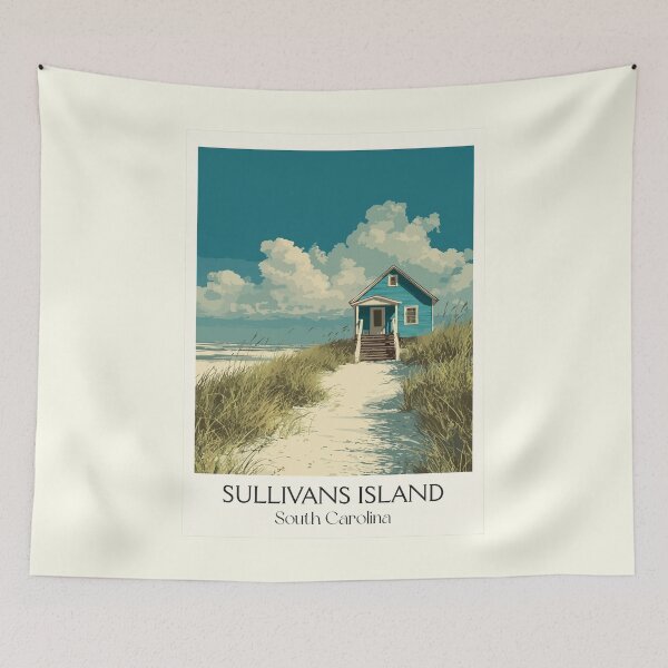 Item preview, Sullivan's Island South Carolina Vintage Art | Serene Beach Path Design designed and sold by TuncGK.