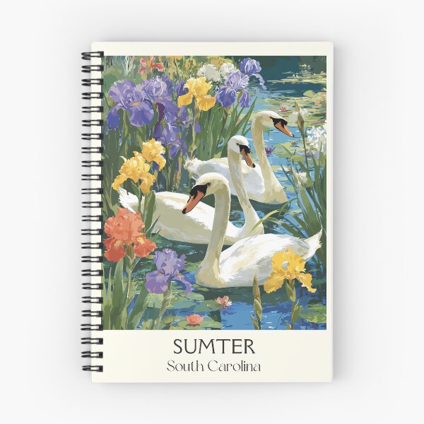 Item preview, Sumter South Carolina Vintage Art | Swan Lake Iris Gardens Illustration designed and sold by TuncGK.