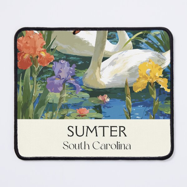 Item preview, Sumter South Carolina Vintage Art | Swan Lake Iris Gardens Illustration designed and sold by TuncGK.