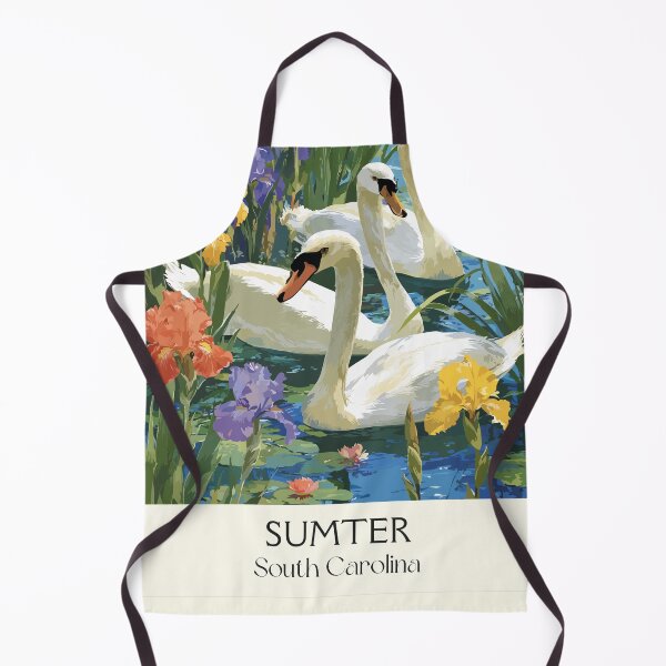 Item preview, Sumter South Carolina Vintage Art | Swan Lake Iris Gardens Illustration designed and sold by TuncGK.