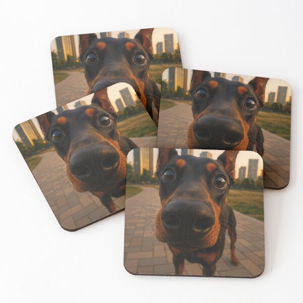 Item preview, Playful Doberman Fisheye Funny Dog Portrait designed and sold by Flying Doggo.
