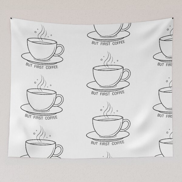 Item preview, Minimalist Coffee Cup Line Art with “But First, Coffee” Text designed and sold by HAFIZ-DP.