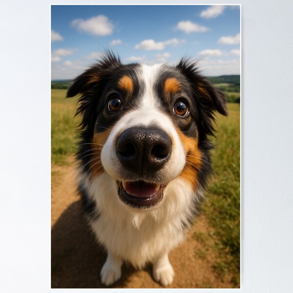 Item preview, Playful Australian Shepherd Fisheye Dog Portrait designed and sold by Flying Doggo.