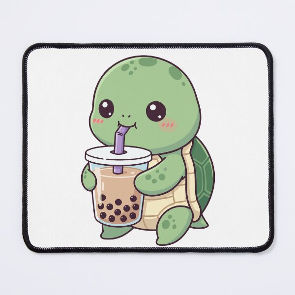 Item preview, Cute Green Turtle Bubble Tea – Kawaii Turtle Drinking Boba designed and sold by JalalMsd.