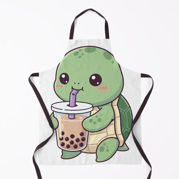 Item preview, Cute Green Turtle Bubble Tea – Kawaii Turtle Drinking Boba designed and sold by JalalMsd.
