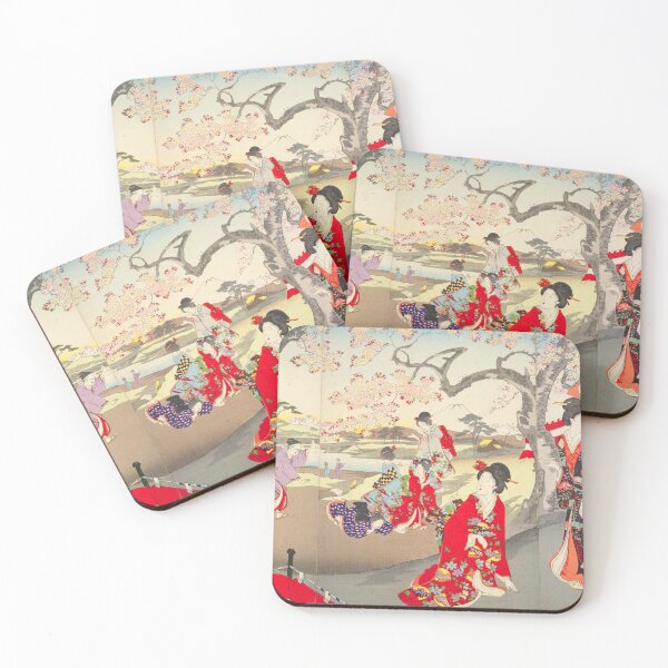 Item preview, Kimono Ladies under Sakura Trees – Traditional Japanese Ukiyo-e Art designed and sold by Ukiyoe Spirit.