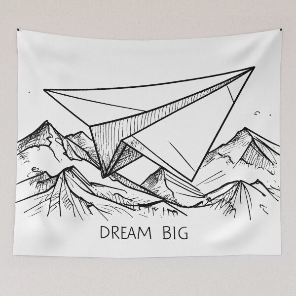Item preview, Minimalist Paper Plane Line Art with “Dream Big” Quote designed and sold by HAFIZ-DP.
