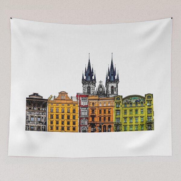 Item preview, Prague Old Town Sticker – Colourful Cityscape with Gothic Towers designed and sold by Johnmurray89.