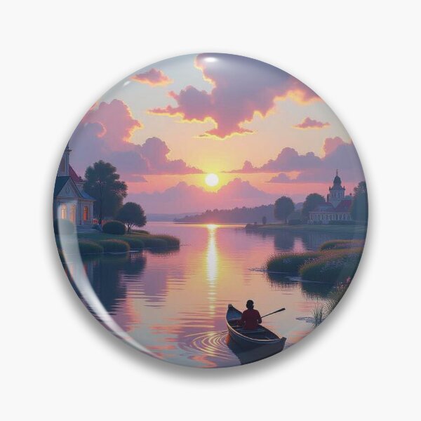 Item preview, Monet Mood – Sunset on the lake with boat, blossoms & churches in delicate color poetry and tranquility designed and sold by FotoworldEdel.
