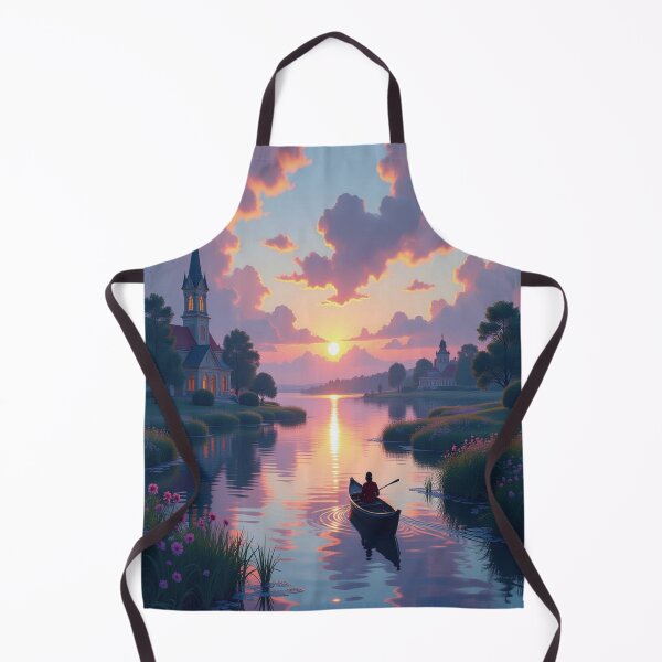 Item preview, Monet Mood – Sunset on the lake with boat, blossoms & churches in delicate color poetry and tranquility designed and sold by FotoworldEdel.