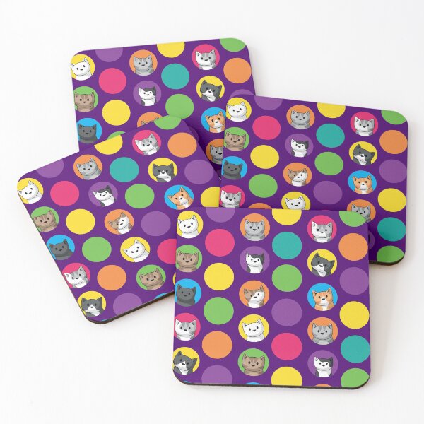 Item preview, Colourful Circle Cats on Purple designed and sold by doodlecats.