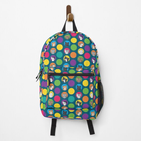 Item preview, Colourful Circle Cats on Dark Teal designed and sold by doodlecats.