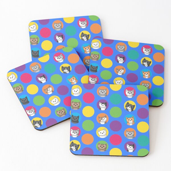 Item preview, Colourful Circle Cats on Blue designed and sold by doodlecats.