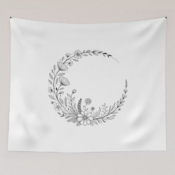 Item preview, Crescent Moon with Wildflowers Design designed and sold by ArtByYunus.